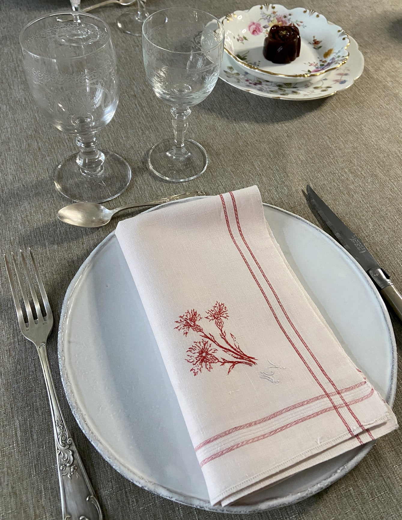 4 Serviettes “Bleuets et Marguerites d'été”