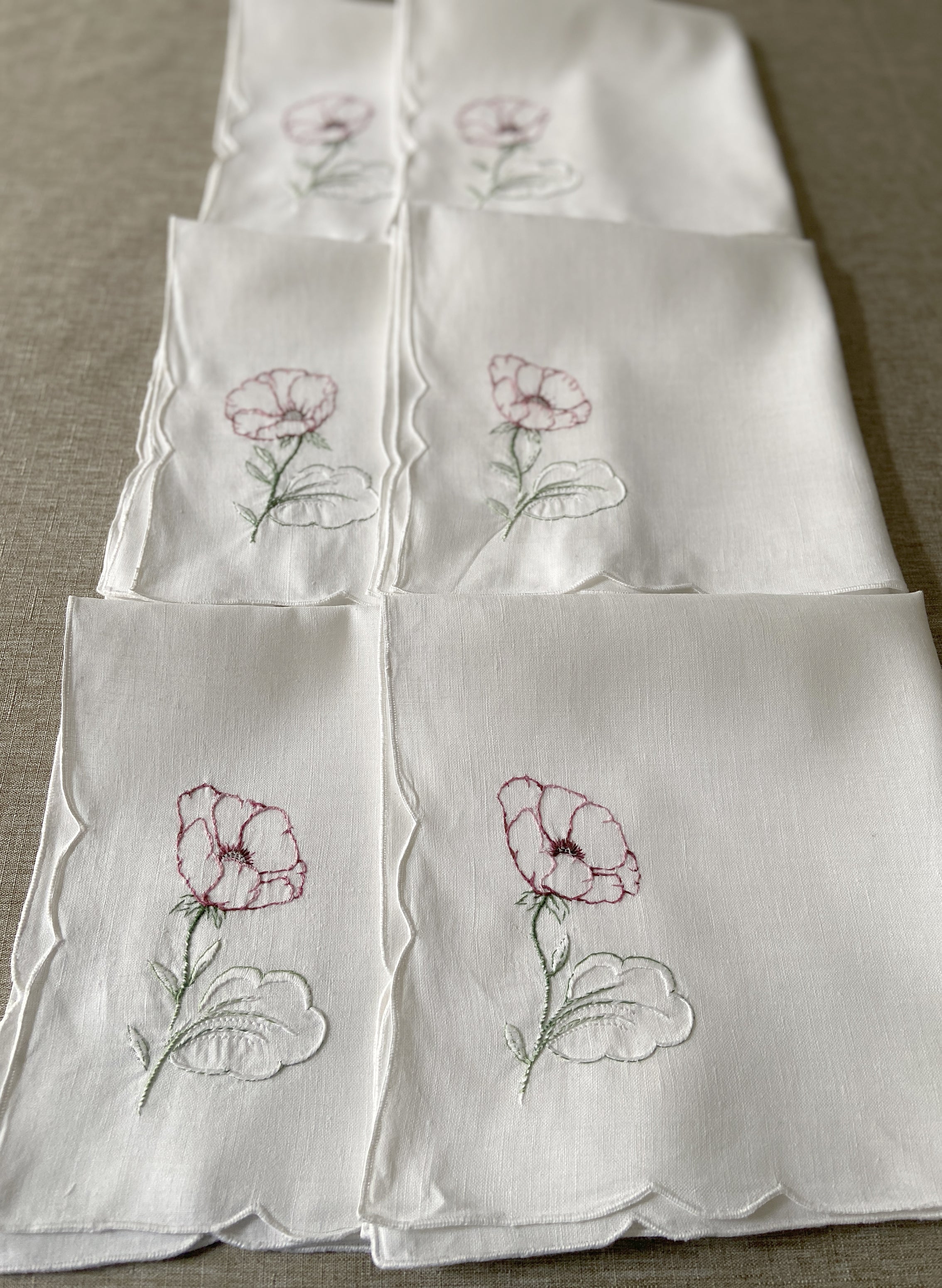 6 Serviettes "Anémones"