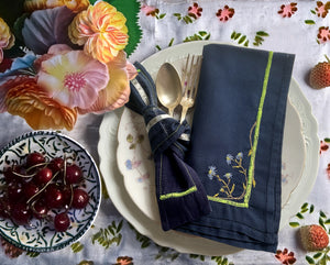 6 Serviettes “Fleur bleue”