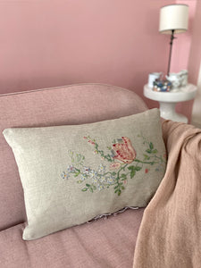 Coussin en lin "Tulipe bleue“