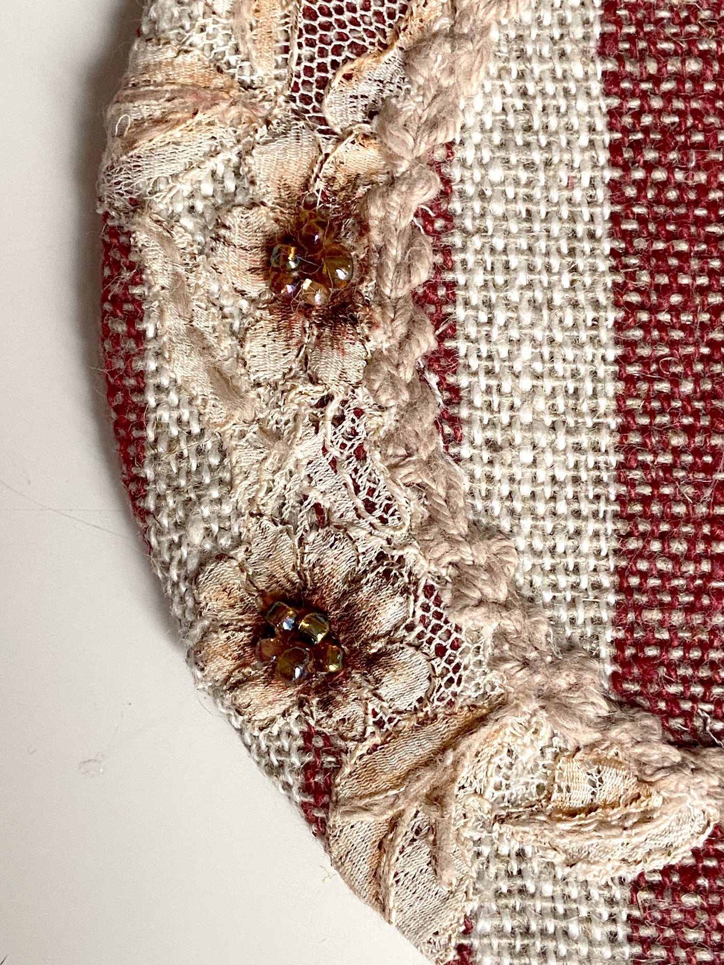 Dessous de bougie "Dentelle Sépia - Bordeaux"