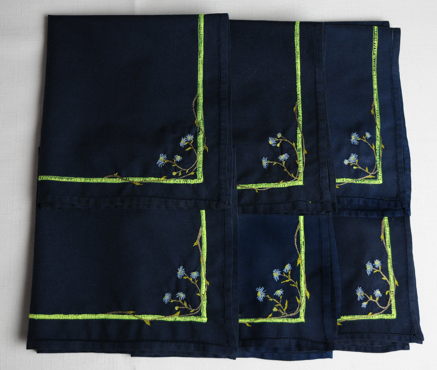 6 Serviettes “Fleur bleue”