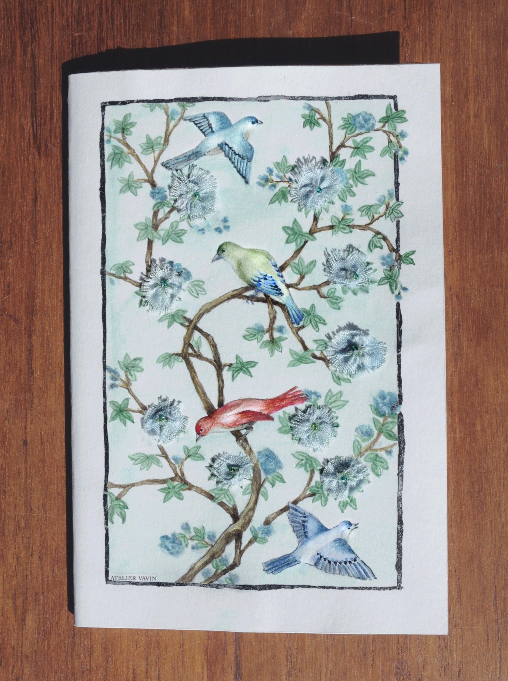Cahier brodé « Chinoiseries bleues»