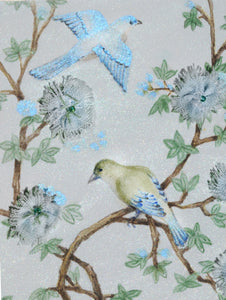 Cahier brodé « Chinoiseries bleues»