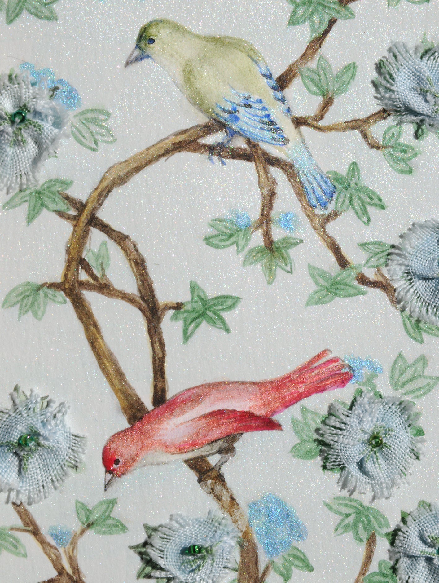 Cahier brodé « Chinoiseries bleues»